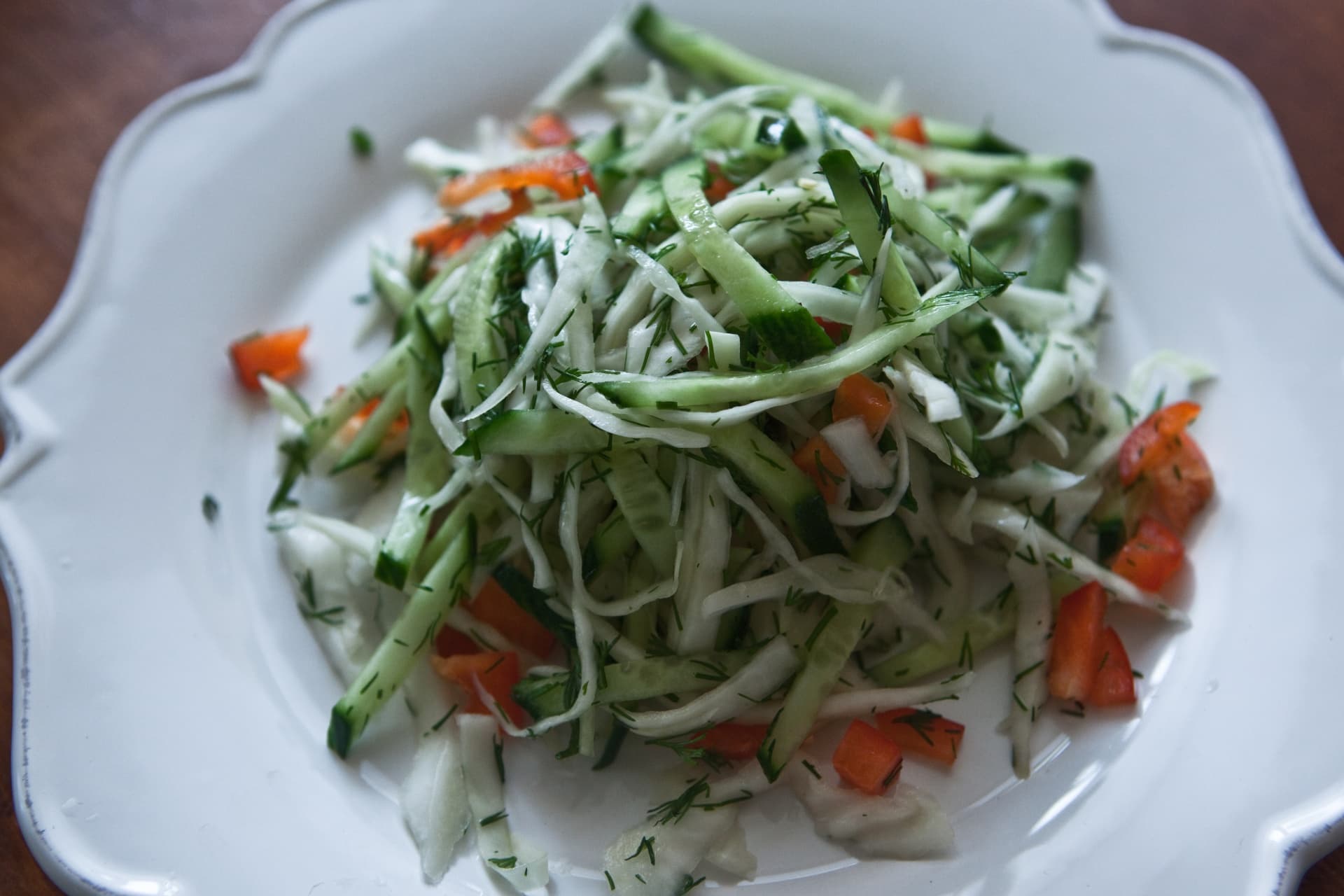 Cabbage salad with Cucumber and Sweet Pepper